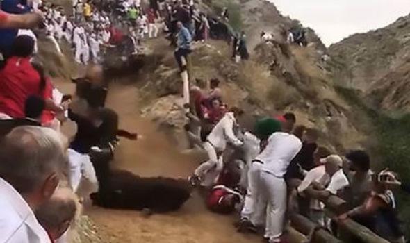 Spain’s bull-running festival sees animal plough into crowd crushing 11