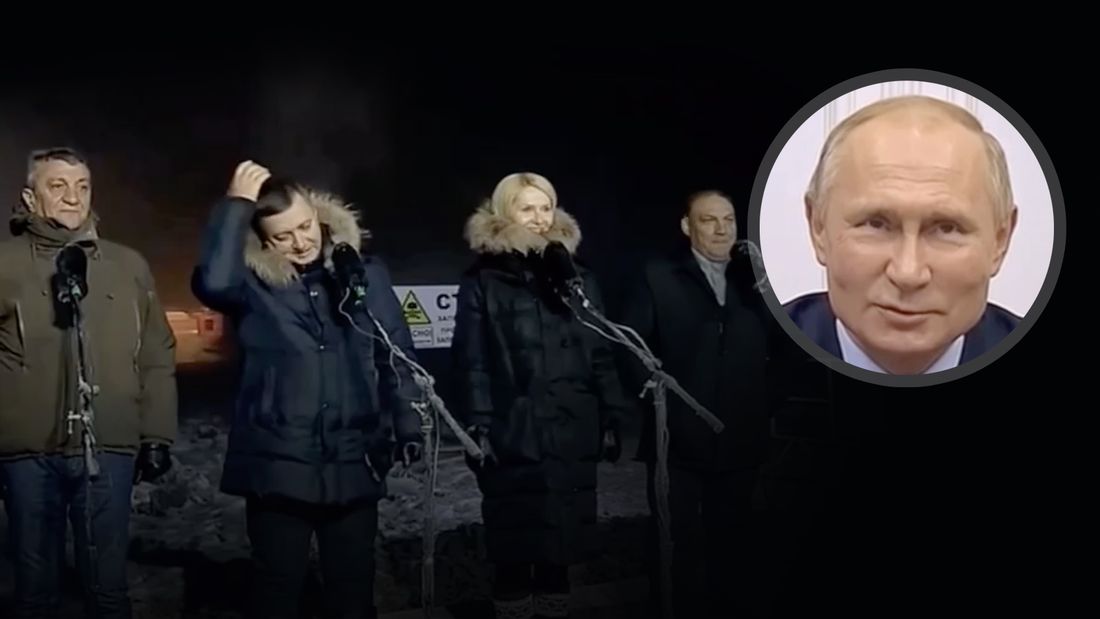 Чиновники скидывают шапки на морозе перед Путиным