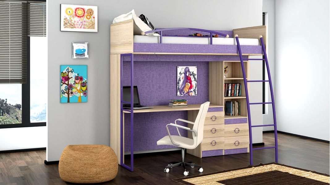 Как выбрать кровать-чердак с рабочей зоной для подростка: функциональные модели и особенности изготовления
