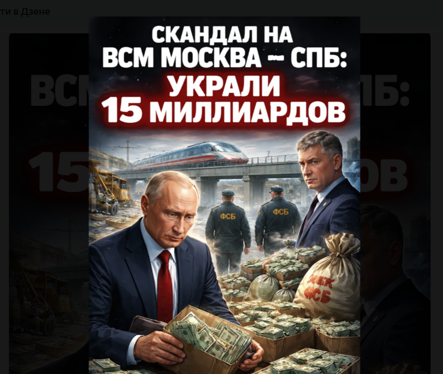 На строительстве ВСМ Москва — СПб, которую курирует лично Путин, умудрились уже своровать 15 миллиардов На строительстве ВСМ Москва — СПб, которую курирует лично Путин, умудрились уже своровать 15 миллиардов