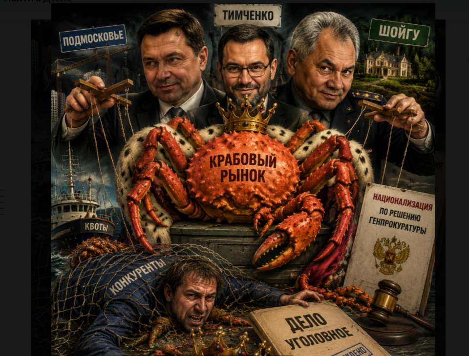 Подмосковный губернатор Воробьёв и экс-министр Шойгу оказались связаны с переделом крабового рынка